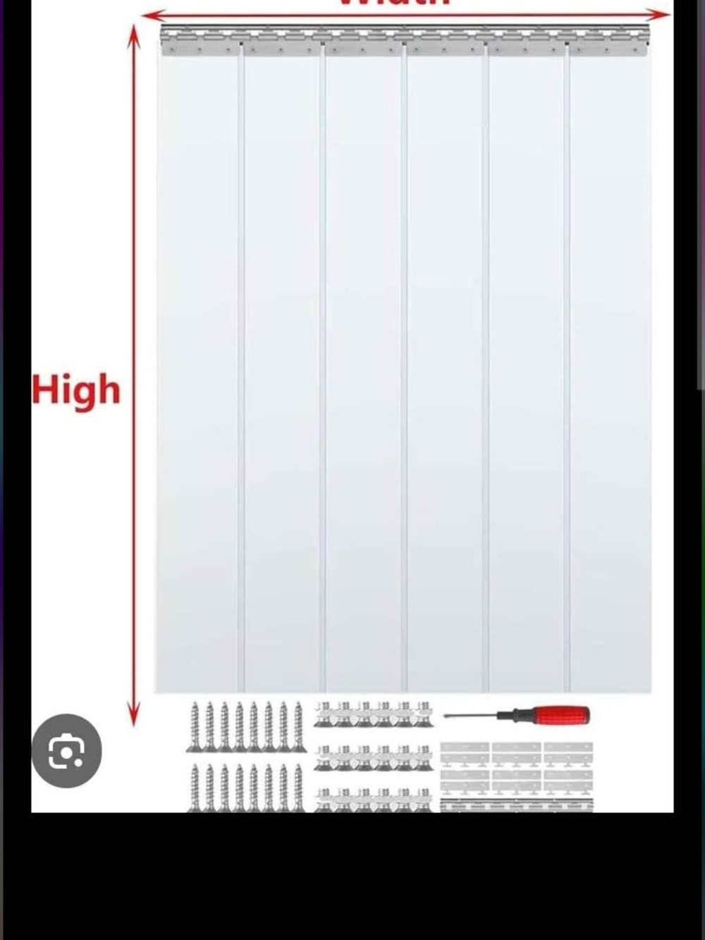 Clear Vinyl Strip Curtain Panel with Hardware